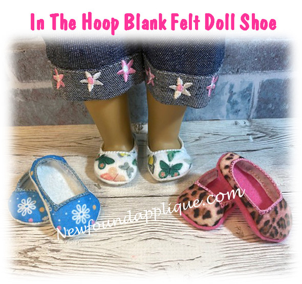 In The Hoop Blank Doll Shoe Embroidery Machine Design