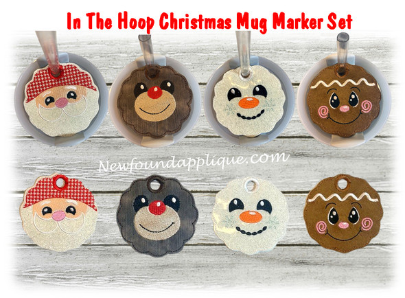 In the Hoop Christmas Mug Marker Embroidery Machine Design Set In the Hoop Christmas Mug Marker Embroidery Machine Design Set