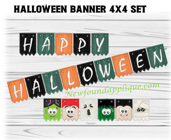 Happy Halloween Faces Banner