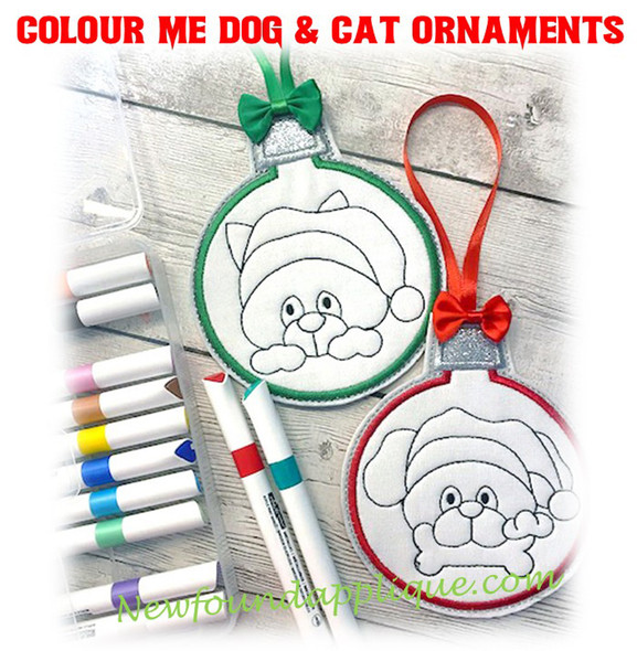 Colour Me Dog n Cat Ornaments