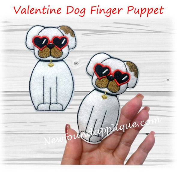 Dog Valentine Finger Puppet