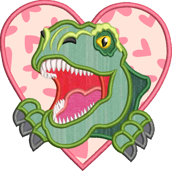 Dino In Heart Applique