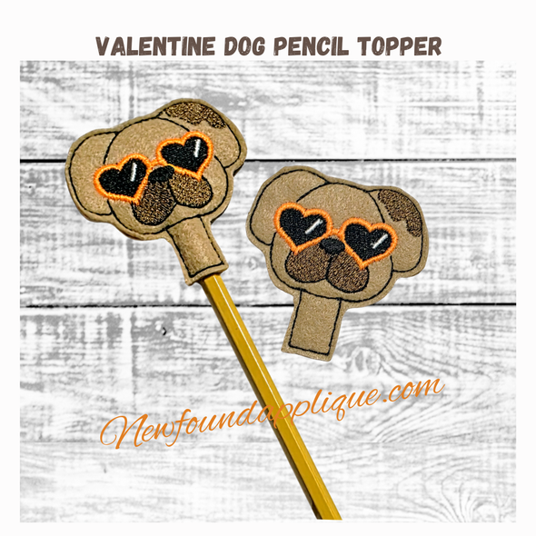 Valentine's Dog pencil Topper
