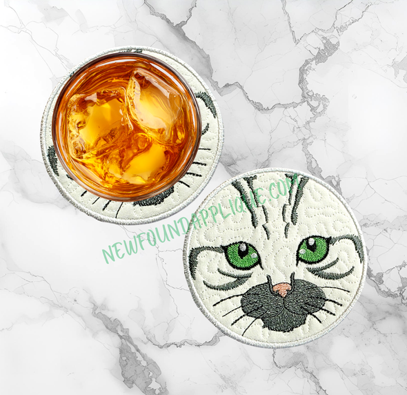 Cat Face 2 Coaster with Satin Edge