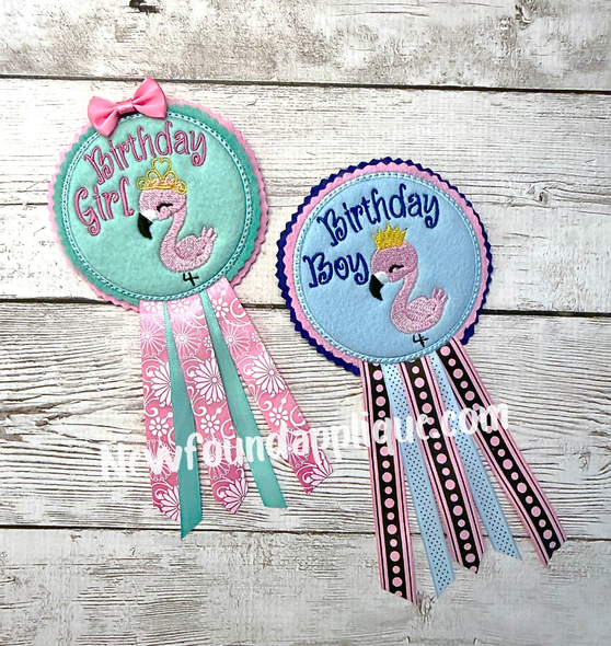 Flamingo Birthday Badge Set