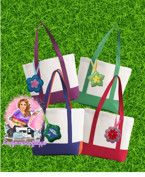 Applique Flower Bag Tag Set