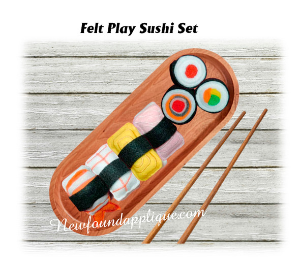 In The Hoop Fun Play felt Sushi Embroidery Machine Design Set