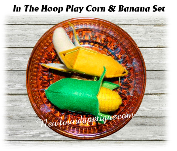 In The Hoop Felt Food banna and Corn Embroidery Machine Design Set
