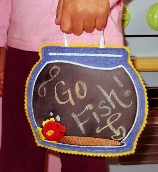 Fish Bowl Chalk Board Tote ITH