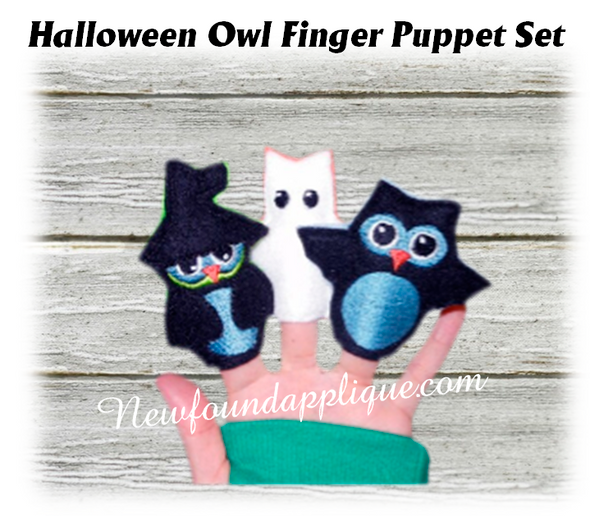 In The Hoop Halloween Owl Finger Puppet Embroidery Machine Design 