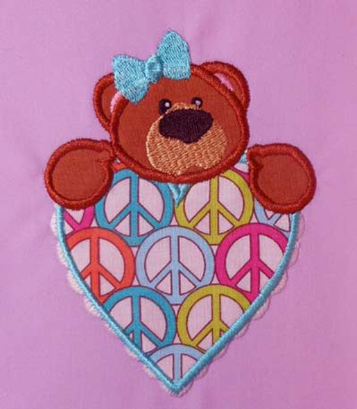 Valentine Bear Girl Applique Design Set Valentine Bear Girl Applique Design Set