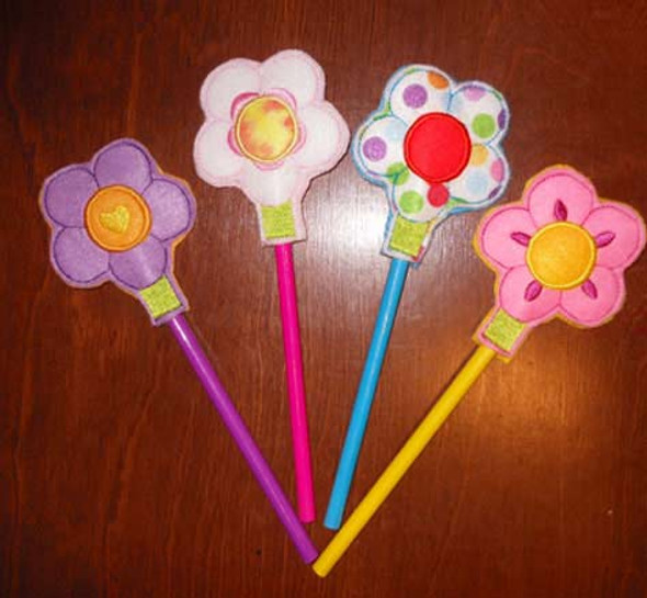 Flower Pencil Topper In the Hoop Design Set