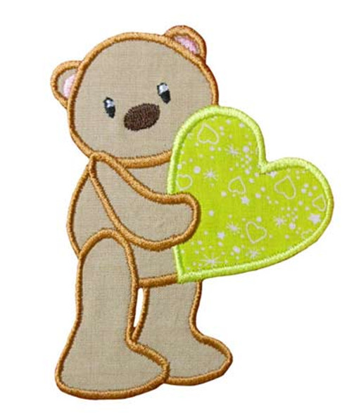 Valentine Bear Holding Heart side applique design