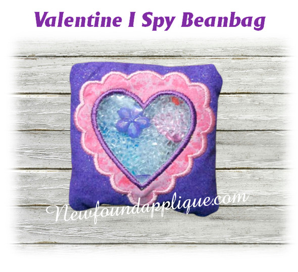 Valentine I Spy Bean Bag In the hoop design