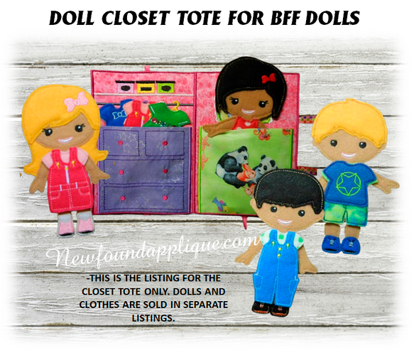 This is the listing for the closet tote bag only. Dolls and clothes are sold in separate listings.