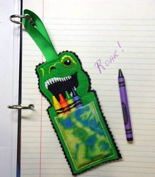 Dino Rex Crayon Pouch In the Hoop Design