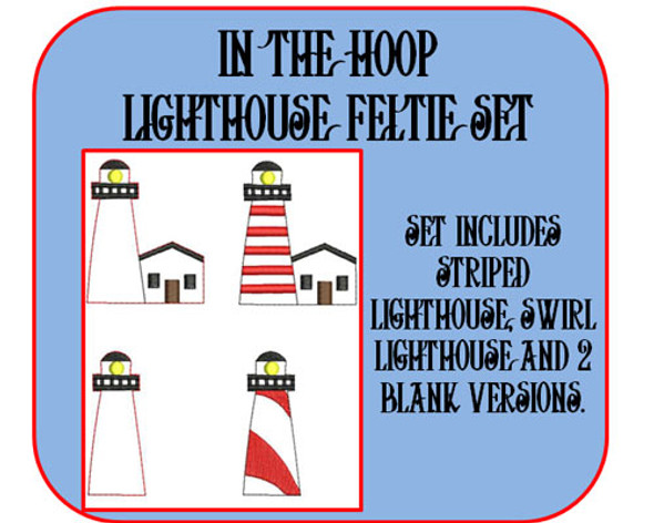In the Hoop Lighthouse Feltie Embroidery Machine Design Set