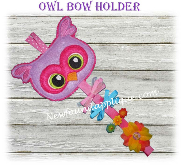 In The Hoop Owl Bow Holder Embroidery Machine Design