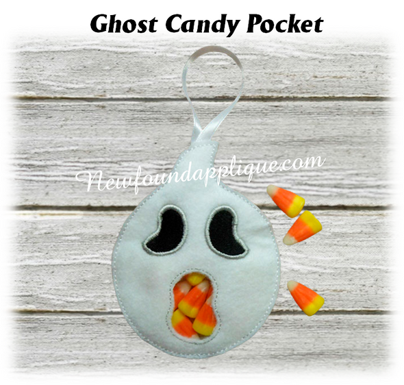 In The Hoop Ghost Candy Pocket Embroidery Machine Design