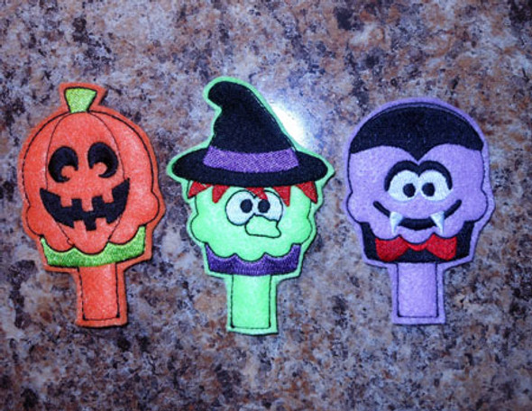 In The Hoop Halloween Pencil Toppers Set 2 Embroidery Machine Designs