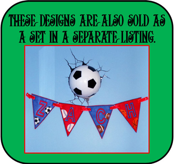 In The Hoop Triangle Banner Soccer Ball Embroidery Machine Design