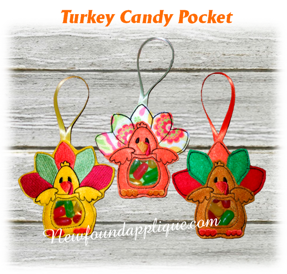 In The Hoop Turkey Candy Pocket Embroidery machine Design