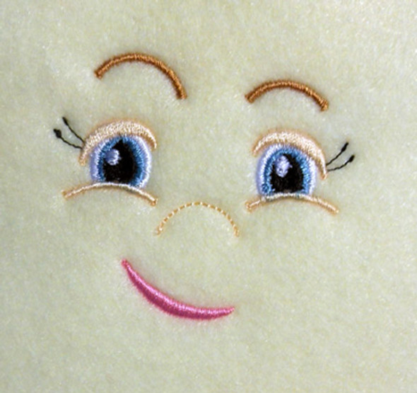 Doll Face Girl with crooked smile Embroidery Machine Design