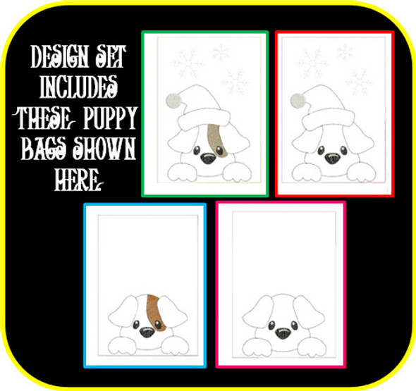 In The Hoop Gift Bag Puppy Embroidery Machine Design Set