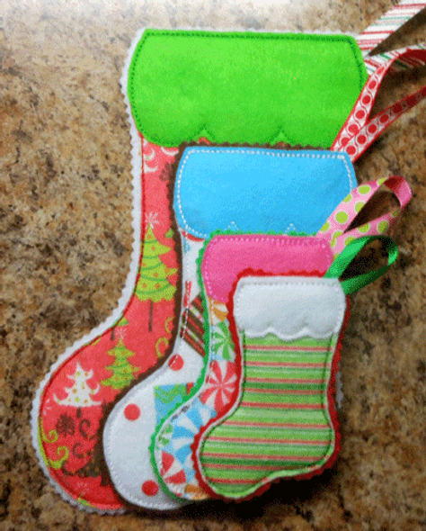 In The Hoop Super Simple Christmas Stocking Embroidery Machine Design Set