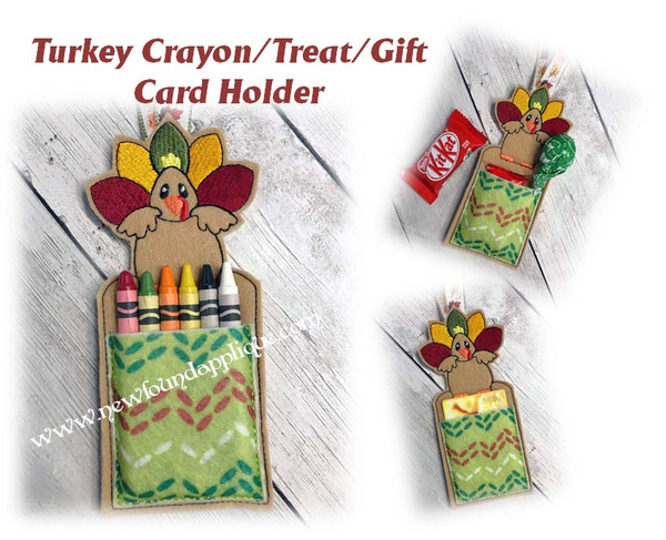 In The Hoop Turkey Crayon Treat Holder Embroidery Machine Design