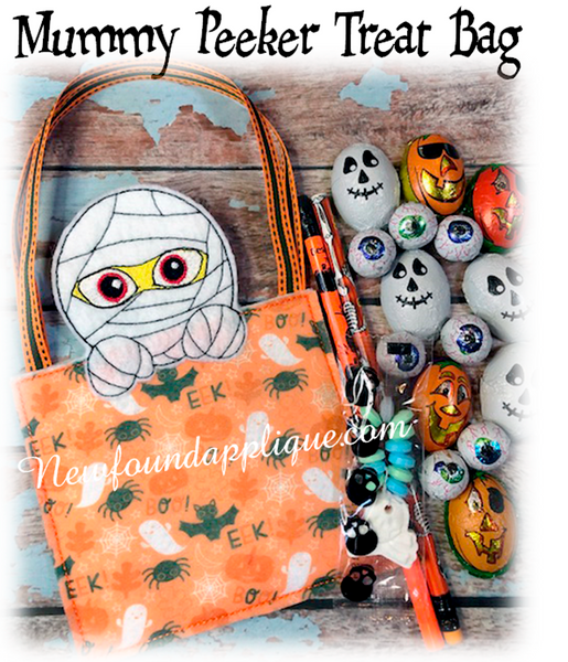 In The Hoop Mummy Peeker Treat Bag Embroidery Machine design