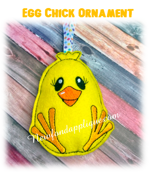 In The Hoop Egg Chick Ornament Embroidery Machine Design