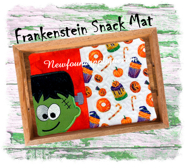 In The Hoop Frankenstein Snack Mat Embroidery Machine Design