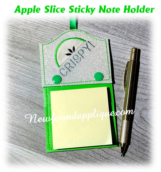 In The Hoop Apple Slice Sticky Note Holder Embroidery Machine Design