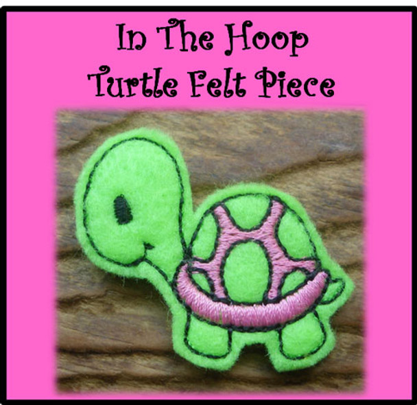 In The Hoop Turtle Felt Piece Embroidery Machine Design Set