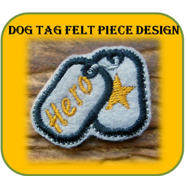 Dog Tag Felt Piece Embroidery Machine Design Set