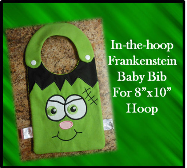 In The Hoop Frankenstein Baby Bib Embroidery Machine Design for 8"x10" Hoop