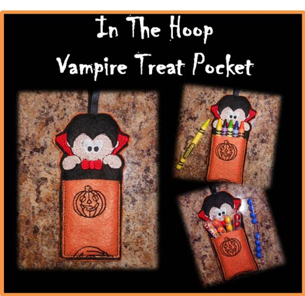 In The Hoop Vampire Treat Pocket Embroidery Machine Design