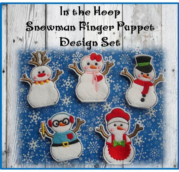 In The Hoop Snowman Finger puppet Embroidery Machine Design Set