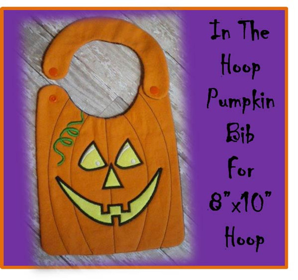 In The Hoop Smiling Pumpkin Baby Bib Embroidery Machine Design