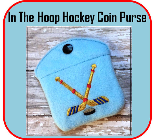 In The Hoop Hockey Coin Purse Embroidery Machine Design