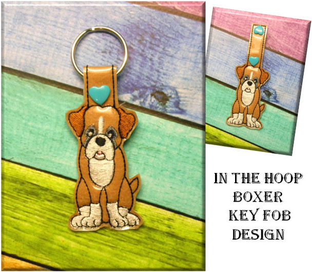 IN The Hoop Boxer Key Fob Embroidery Machine Design