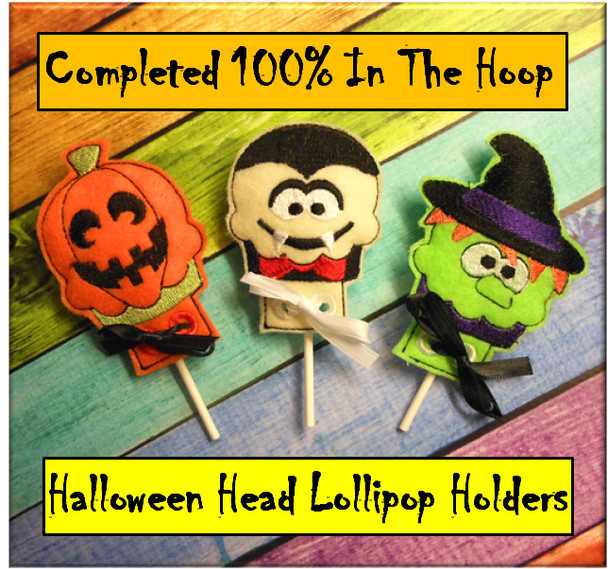 In the hoop Halloween Head Lollipop Cover Design Embroidery Design Set