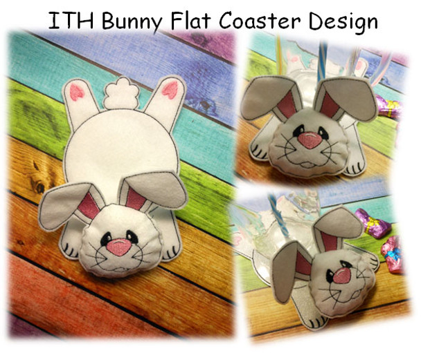In The Hoop Flat Coaster Bunny Embroidery Machine Design Set