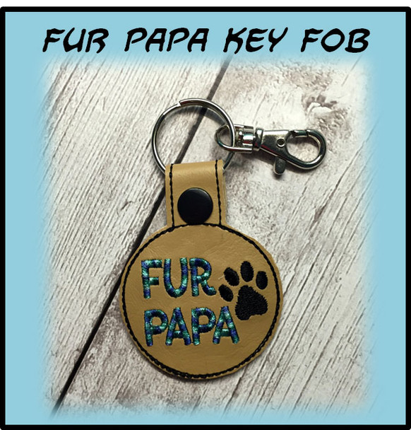 In The Hoop Fur Papy Snap Key Fob Embroidery Machine Design