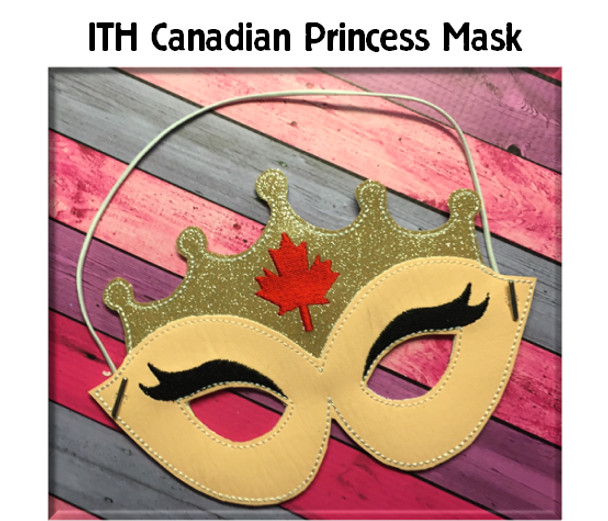 In The Hoop Canadian Princess Child Mask Embroidery Machine Design