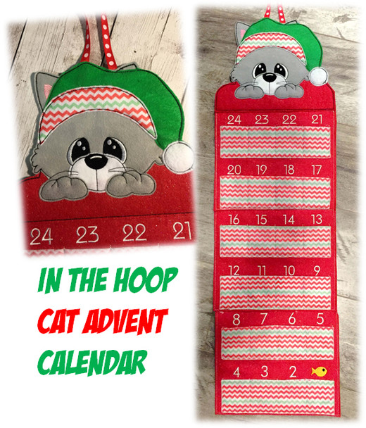 In The Hoop Advent Cat Calendar Embroidery Machine Design