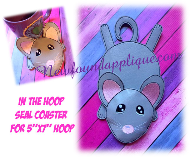 In The Hoop Flat Mouse Coaster Embroidery Machine Design for 5"x7" Hoops