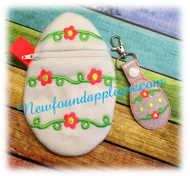 In the hoop Easter Egg Zipped Case and Key Fob Design Set