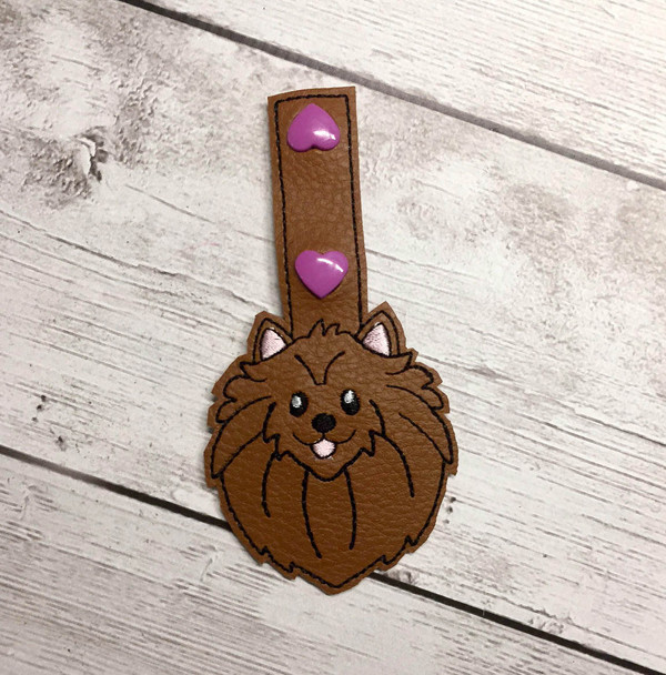 In The Hoop Polmeranian Dog Key Fob Embroidery Machine Design